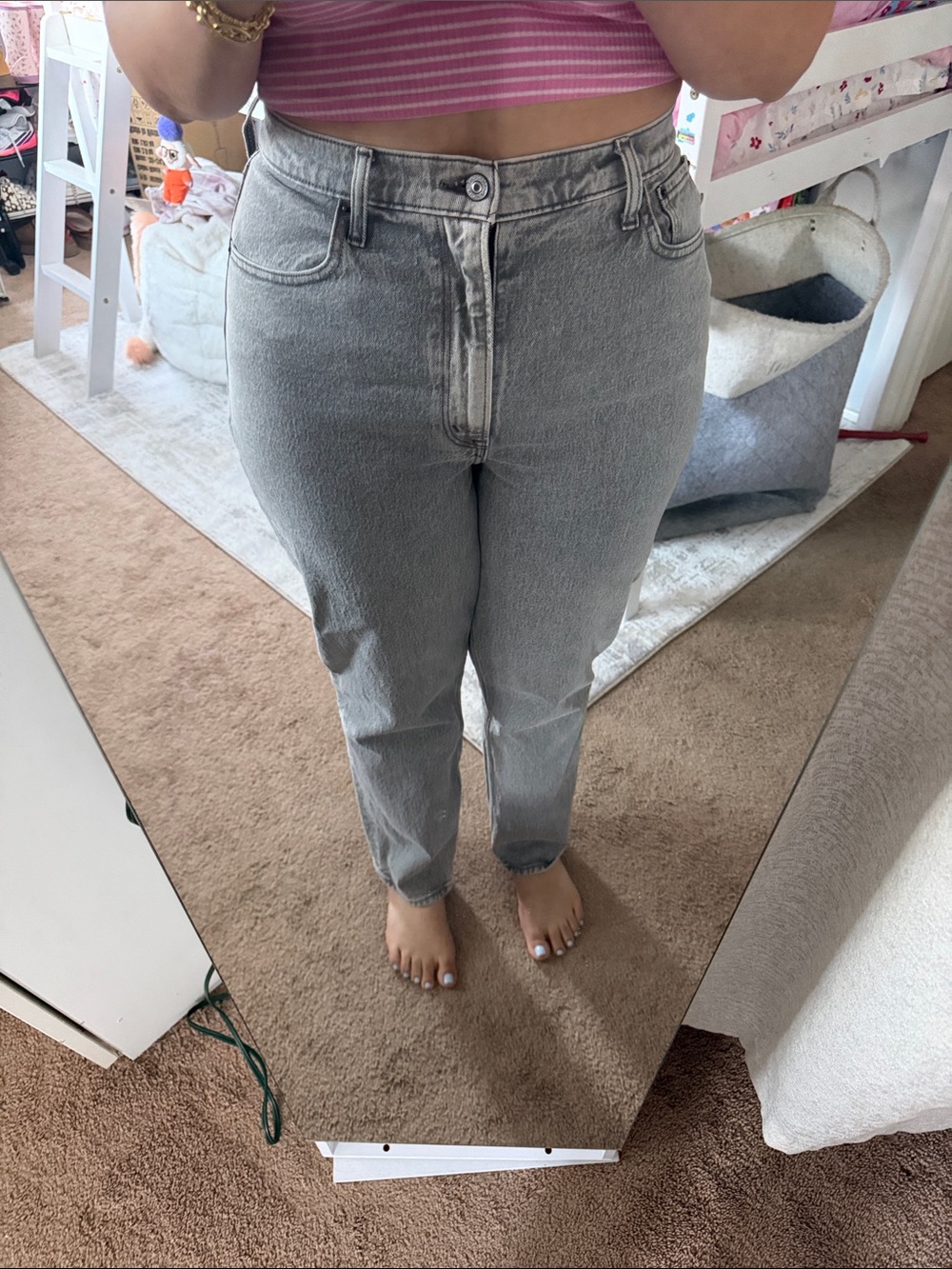Abercrombie & Fitch High-Rise Gray Straight Jeans